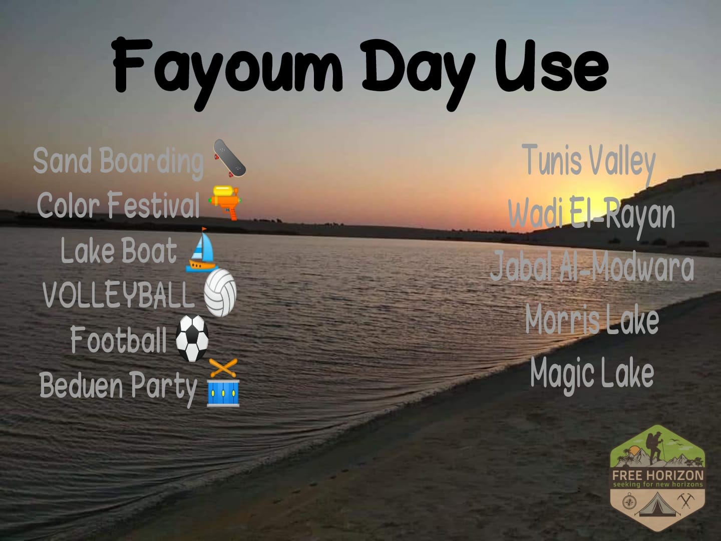 Day Use Fayoum (Tunis Village - Wadi El Rayan - Magic Lake)