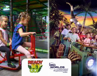 عرض كومبو: تذكرة آي إم جي وورلد + ريدي سيت جو بسعر خاص